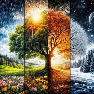 5D DIY Tree Diamond Painting Landscape Full Round Diamond Mosaic Four Seasons Craft Kit Unique Gift Needle Crafts Kit