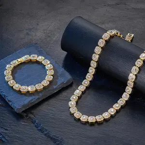 Luxury Artificial Crystal Decorated Necklace & Bracelet Set, 2 Pcs Rhinestone Jewelry Set for Party, Elegant Gorgeous Accessories for Women & Men