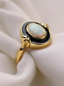 Temperament Oval Artificial Opal Decor Ring, Vintage Engagement Ring, Fashion Engagement Rings, Fashion Accessories for Women & Men, Trendy All-match & Exquisite Jewelry for Birthday Gift, Teardrop Bridal Rings