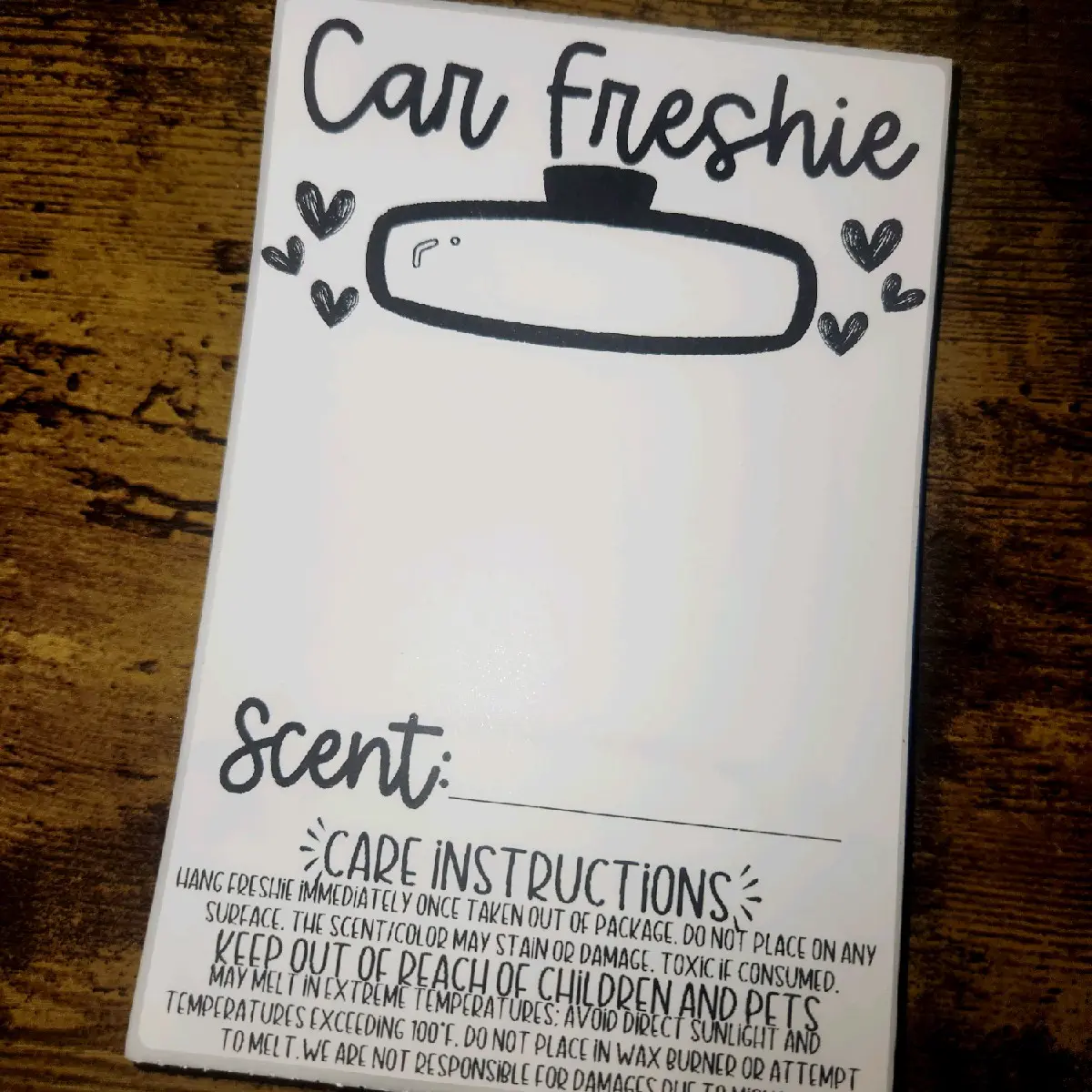 4 x 6 Car Freshie Labels