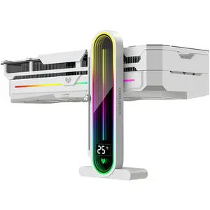 Height Adjustable RGB GPU Stand with Temperature Display, 5V 3PIN Video Card Support Holder, Anti Sag Bracket &  Base for PC Graphics Cards