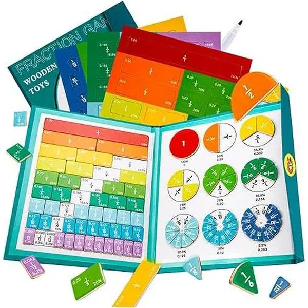 Educational Magnetic Fraction Set for Kids – Visual Math Manipulatives, Fraction Tiles and Circles for Classroom & Home Learning