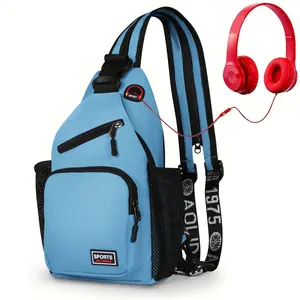 Women's Small Backpack with Headphone Hole Multi-Functional Chest Bag Men's Travel Backpack Sports Shoulder Bag Unisex Crossbody Single Shoulder Bag Travel Hiking Multi-Purpose Daypack