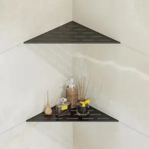 Corner Shower Shelf, Recessed-in for Tiled 90°, Black 304 Stainless, Set of 2