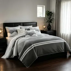 3-Piece Grey Geometric Print Bedding Set, includes 1 duvet cover and 2 pillowcases.Ultra soft all-season bedding set, no inserts included.Essential for back-to-school season.