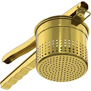 Large 15oz potato ricer heavy duty stainless steel ricer for mashed potatoes sweet potato masher kitchen tool with ergonomic handle press and mash kitchen gadget gold