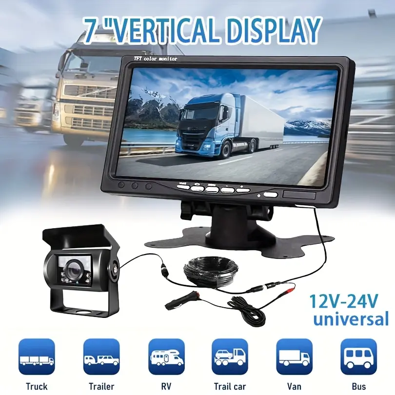 [High-definition TFT color monitor, infrared 18-light reversing rearview camera] Easy to plug and install, night vision, suitable for trucks, trailers, etc. - Suitable, Car Security Camera