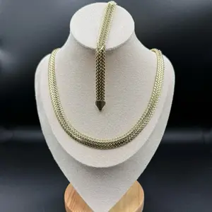 Cod 6001 Golf Plated Choker Set - 20 Inch Ava Necklace with 8 Inch Bracelet - Elegant Design