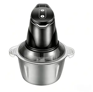 Stainless Steel Immersion Automatic Mini Food Processor Blender System - 3s Fast Chop/Grind Meat Grinder, 2L, 1-Touch Op., Even Grinding, Easy to Clean, Compact for Home Cooks (Sausages, Minced Meat Prep)