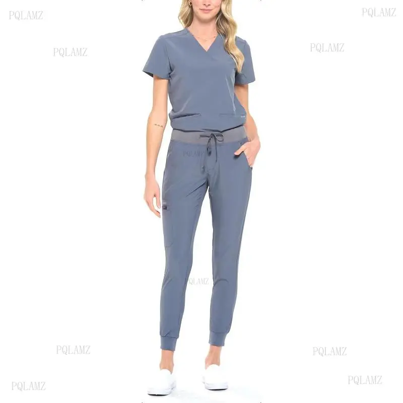 Women's 2025 4-Way Stretch Woven Jogger Scrub Jacket Set - Move with Ease, Hand Wash Only Hospital Clinical Workwear Uniforms
