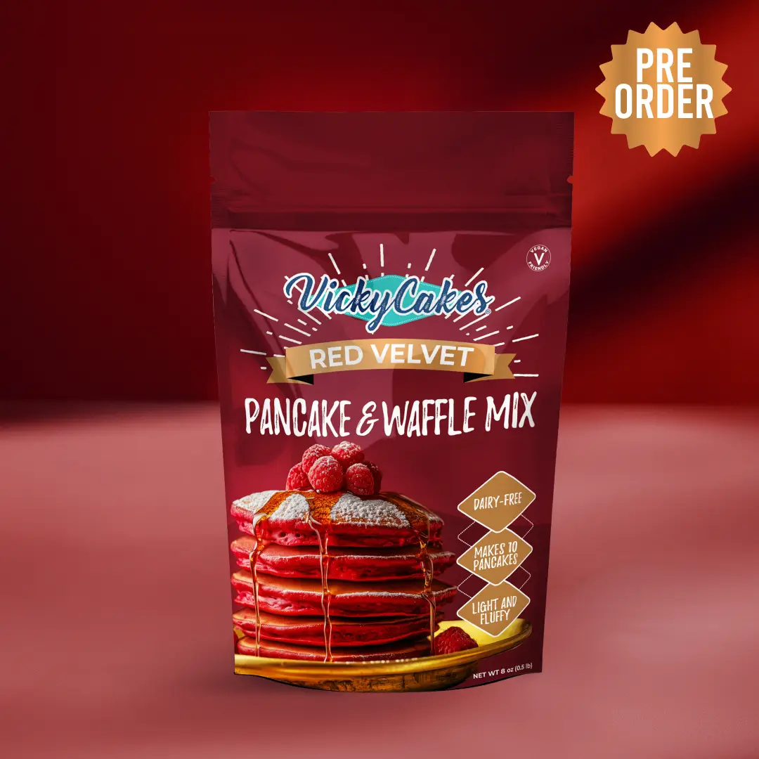 Vicky Cakes Red Velvet Pancake Mix - Dairy-Free, Light & Fluffy, No Artificial Ingredients