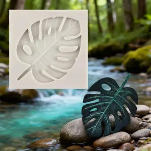 1pc Exquisite Green Leaf Fondant Mold | Fan Leaf Cake Decoration Silicone Mold, Practical Kitchen Baking Mold, Suitable For Home Decoration, Creative Cookie Flower Paste Gum Dough, Polymer Clay Pendant Key Chain Soap Resin Crafts