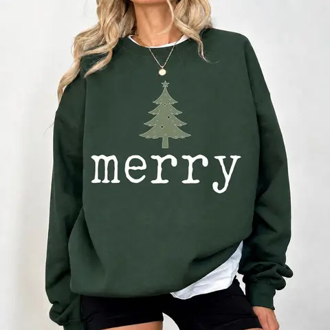 Retro Merry Sweatshirt, Merry Christmas Sweatshirt, Womens Christmas Sweater, Festive Holiday Sweater, Cute Christmas Gift