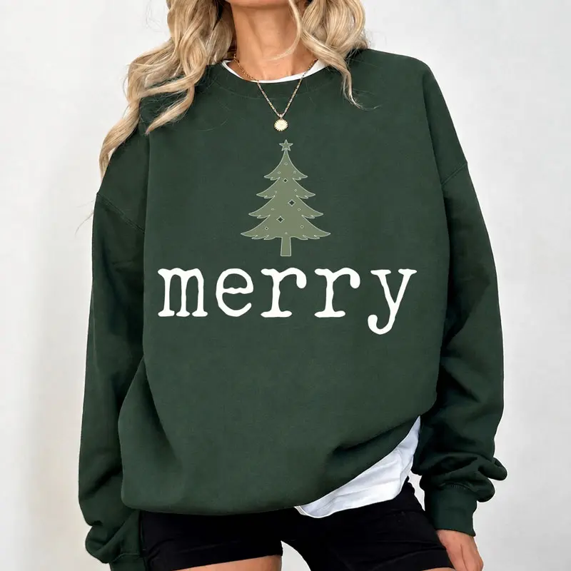 Retro Merry Sweatshirt, Merry Christmas Sweatshirt, Womens Christmas Sweater, Festive Holiday Sweater, Cute Christmas Gift
