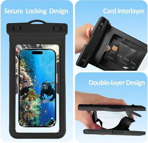 2PCS Waterproof Phone Pouch, with Interior Card Pocket, Large Waterproof Phone Case for iPhone 17 16 15 14 Pro Max, IPX8 Lightweigt Cellphone Dry Bag, Beach Cruise Ship Essentials,2Pack-8.3"