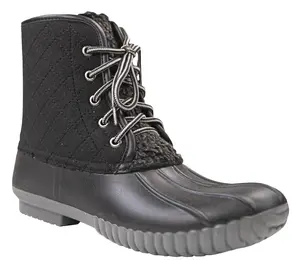 Quilted Rain Boots Lace Up - Black - F22 - Simply Southern