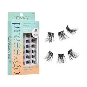 i-ENVY Press&Go Self-Adhesive Eyelashes, No Glue Needed False Eyelash Clusters, Easy Application 1 Step Press-On Lashes, No Damage or Residue (Glam Day Volume)