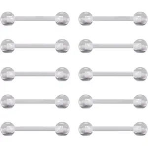 14g 16g Clear Plastic Nipple Rings for Surgery Pregnant Maternity Weaning, Horseshoe Nipple Piercing Jewelry, Plastic Clear Tongue Rings Piercing Retainer Jewelry