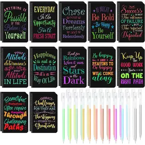 24 count Mini Inspirational Notebooks Bulk with 24 count Colorful Pens, Small Pocket Journal Notepads Set, Motivational Bulk Gifts for Women Men Teacher Student, Fun School Office Supplies, 3.5" x 5.5"