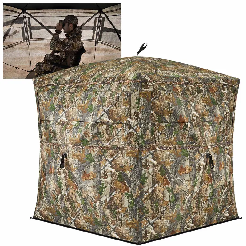 【Tidewe Hunting Winter】TideWe See Through Hunting Blind, 3-4 Person Pop Up Ground Deer Blind Camping Tents Blind Hiking Blind Tents Hiking Equipment