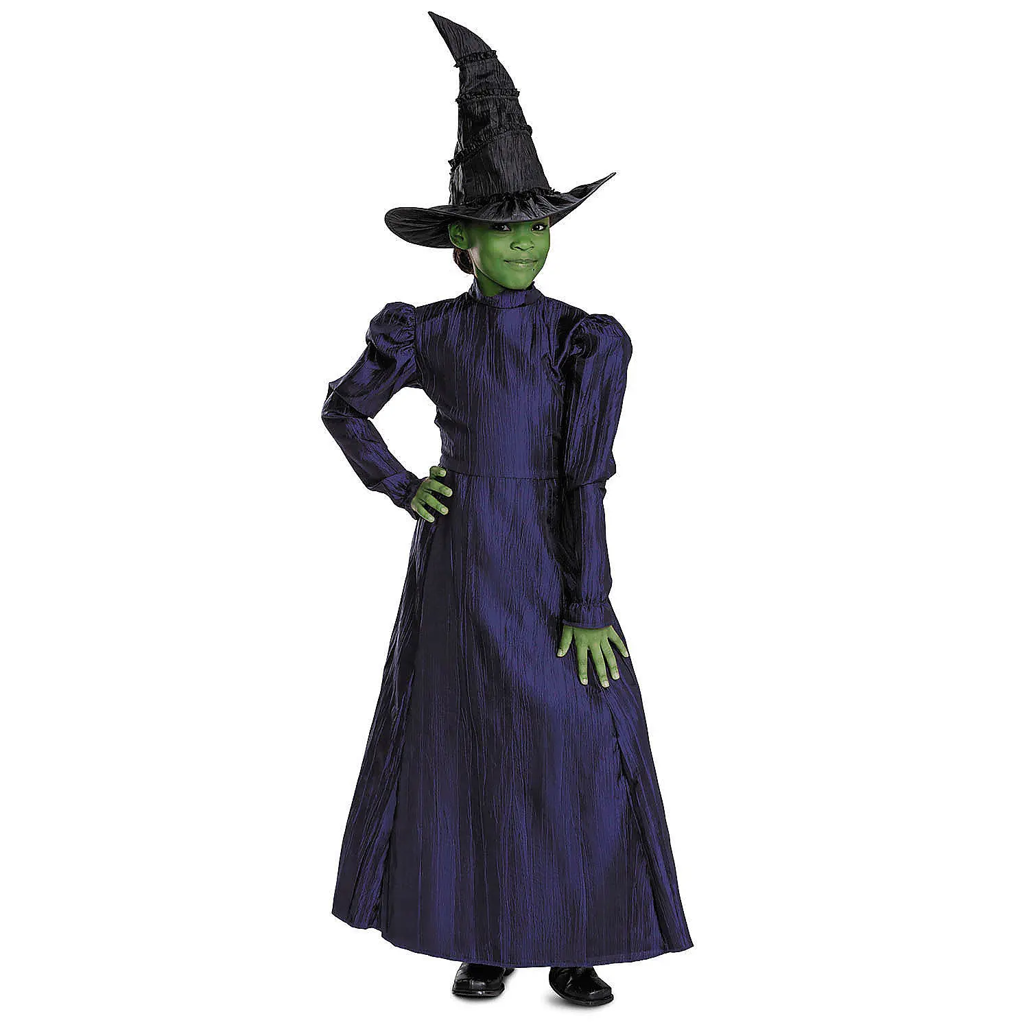 Toddler Deluxe Wicked™ Elphaba Purple A-Line Puffed Sleeves Costume Outfit - Themed, Role Play Costume for Party, Playdates, Size 3T-4T