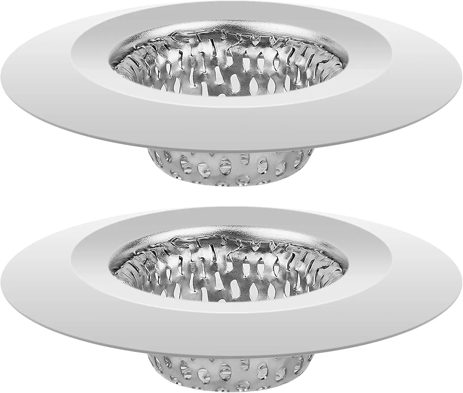 Stainless Steel Bathroom Sink Drain Strainer Set - 2-Piece 1.22in Shiny Durable Modern Standard Fit Metal Anti-Clog Hair Catcher for Bathtub, Utility Washbasin, Bathroom Accessory