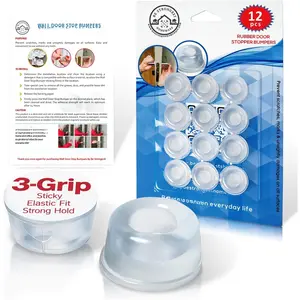 Door Bumper - Small Size Rubr Bumpers - Clear Door Stoppers for Wall - Wall Protector Clear Rubr Door Stop 12 in Pack - Shower Door Bumpers for Wall- Stick  Hard Bumpers for Walls Heavy Use (12)