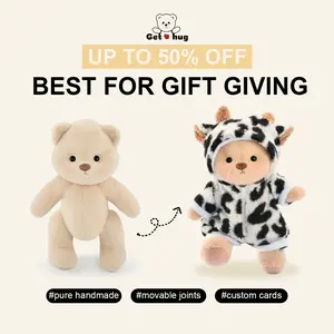 Getahug Cute Cow Bear | Handmade Jointed Teddy Bear, Soft Fluffy Stuffed Animal Gift for Collectors Birthday & Christmas Day Interactive Realistic Bunny Custom