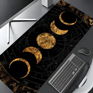 Moon Phases Pattern Mouse Pad, Large Gaming Mouse Pad, Aesthetic Desktop Decoration Protective Pad, Non-slip Rubber Pad for Laptop, Desktop Computer Games, Office Desk Accessories, Corporate Work Desk Accessories