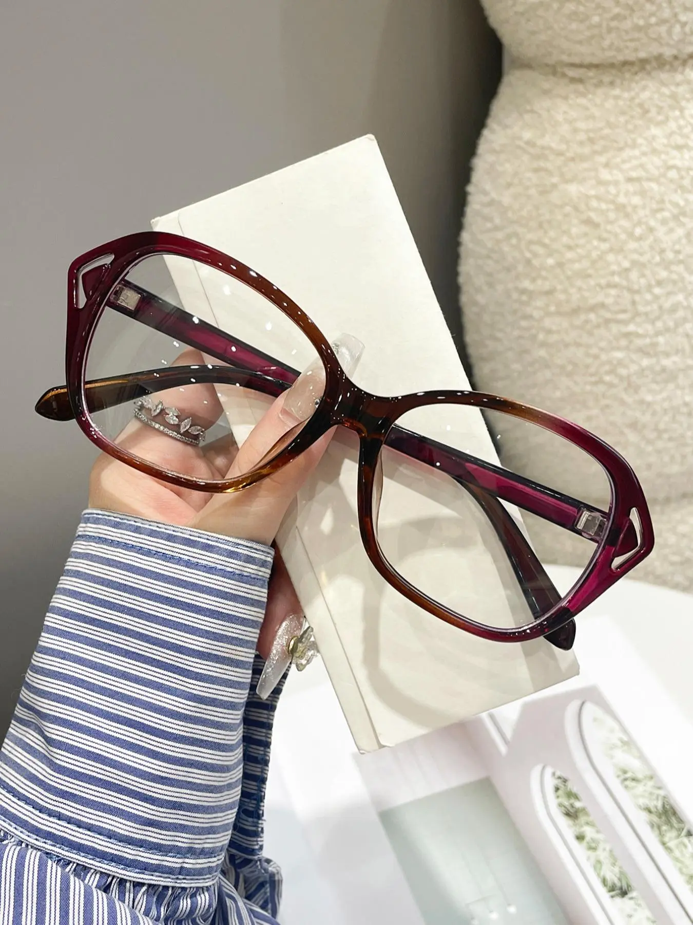 Women's Fashion Stylish Square Frames Eyeglasses, Casual Anti-blue Light Eyeglasses for Everyday Use, Stylish Trendy Casual Style Eyewear Fashion Accessories for Outdoor Activities