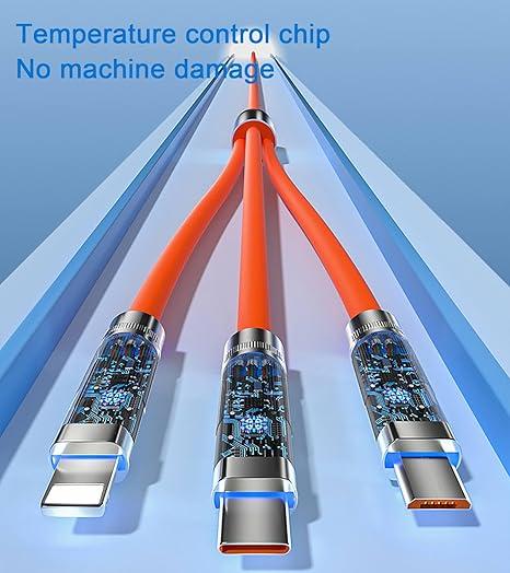 Multi Charging Cable, 3 in 1 Multiple Charger Cable, Short Universal Charging Cable with 3 Different Port IP/Type-C/Micro Compatible with iPad/Phone 14/Samsung/Google//Sony PS5/Kindle/Camera