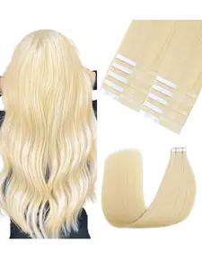 2026 Year Tape In Human Hair Extensions Real Natural Russian Hair Blonde Color #60 Skin Weft Straight Hair 50g Per Pack