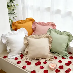 Super Soft Ruffled Pillow with Filling, Cloud-Like Comfort, Sofa & Bedside Cushion, Princess Style, Romantic Home Decor, Home Decorative Cushion, Valentine's Gift, Soft Cushions