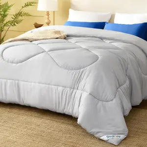 Comforters King Size Duvet Insert, All Season Down Alternative King Comforter,-Soft Quilted Bed Comforter with Corner Tabs, Machine Washable, Grey 90*102 Inches