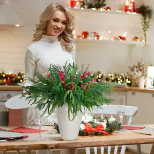 1 piece - Christmas Norfolk Pine, single simulated pine needle PE soft rubber, non electrified odorless green plants, plant plugins DIY decorative crafts ornaments suitable for home decoration,