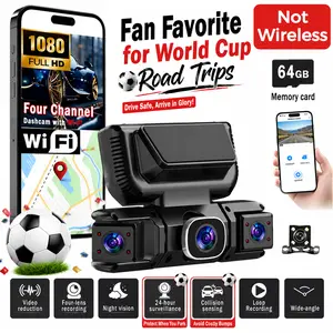（Not wireless）BCUOZ 360 Degree View 4 Channel Dash Cam Front and Rear Inside Left Right, Dash Camera for Cars, Built-in GPS WiFi Night Vision, 24/7 Recording Parking Mode Monitor, Free 64G Card Automotive Dashcam Interior Dashcam