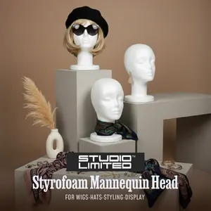24pcs - Studio Limited White Styrofoam Mannequin Head Display