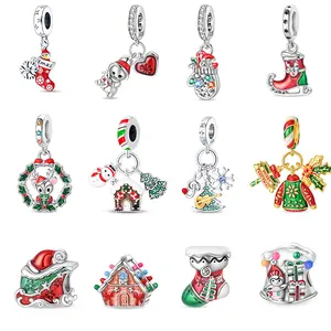 New 2024 Christmas 925 Silver Snowman Gingerbread Santa Claus Romantic Charms  Beads Fit Pandora Original Bracelets DIY  Jewelry braclet  business