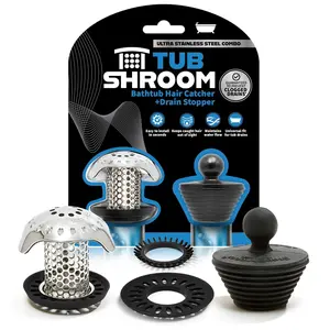 TubShroom Ultra (Stainless) Strainer Plus StopShroom Plug Combo for Tub Drains