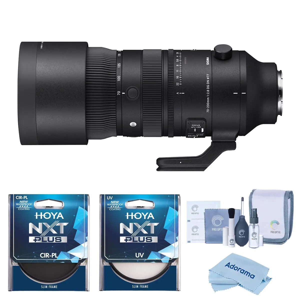 Sigma 70-200mm f/2.8 DG DN OS Sports Lens for Sony E, Bundle with Hoya 77mm UV and CPL Filters