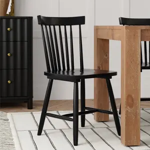 Lyra Set of 2 Windsor Chairs, Black