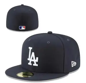 Black LA Dodgers New Era 59FIFTY Fitted Baseball Cap – Flat Brim Baseball Hat, White Embroidered LA Logo, Premium MLB Streetwear Style