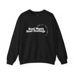 "Real Music Real Feelings" Crewneck Sweatshirt — Minimalist Music Lover Pullover