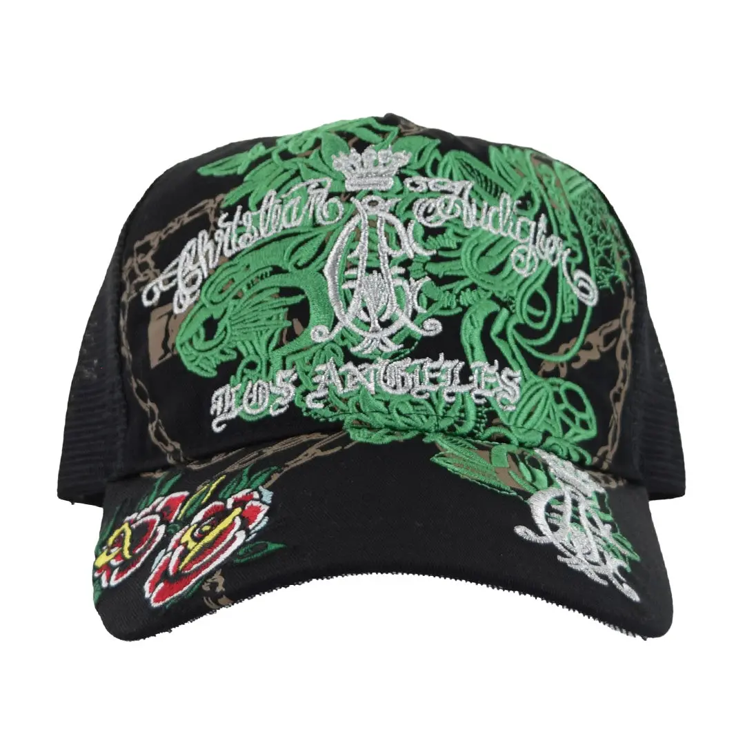Christian Audigier Roses & Panther Trucker Hat - Y2K Legend  display picture 1