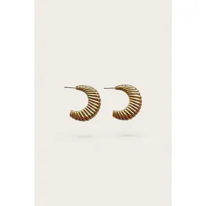 Lena Gold Ribbed Scoop Hoop Earring