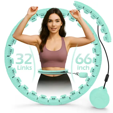 JKSHMYT Adjustable Weighted Fitness Hoop Exercise Equipment - 32 Detachable Links (66 in), Weight Ball, Tough Durable ABS Material, Eco-Friendly for Adults' Daily Exercise