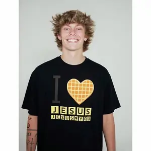I Love Jesus Jesus Love You Waffle Comfort Colors Shirt, Bryce Crawford Merch, Christian Apparel Graphic Tee, Funny Christian Breakfast T-shirt, Unisex Casual 25   Inspirational Quote TShirt, Viral Unisex Comfort Colors rock