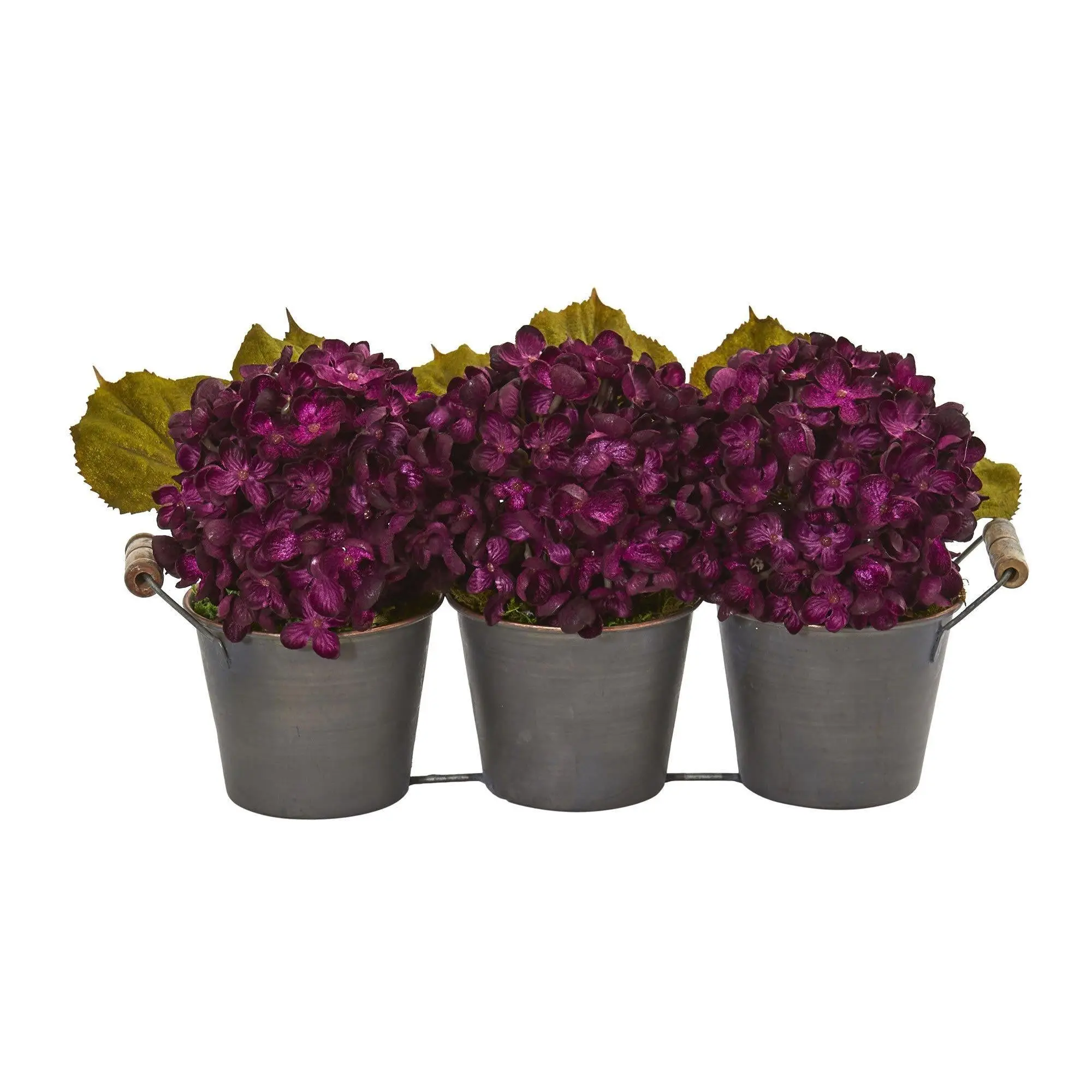 Decorative Fall Hydrangea Artificial Arrangement in Metal Planter, Artificial Faux Plants for Kitchen Home Decor