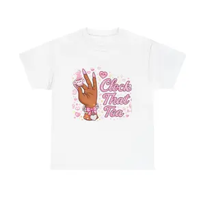 Clock That Tea hand illustration Tee | Sassy pink tea graphic shirt