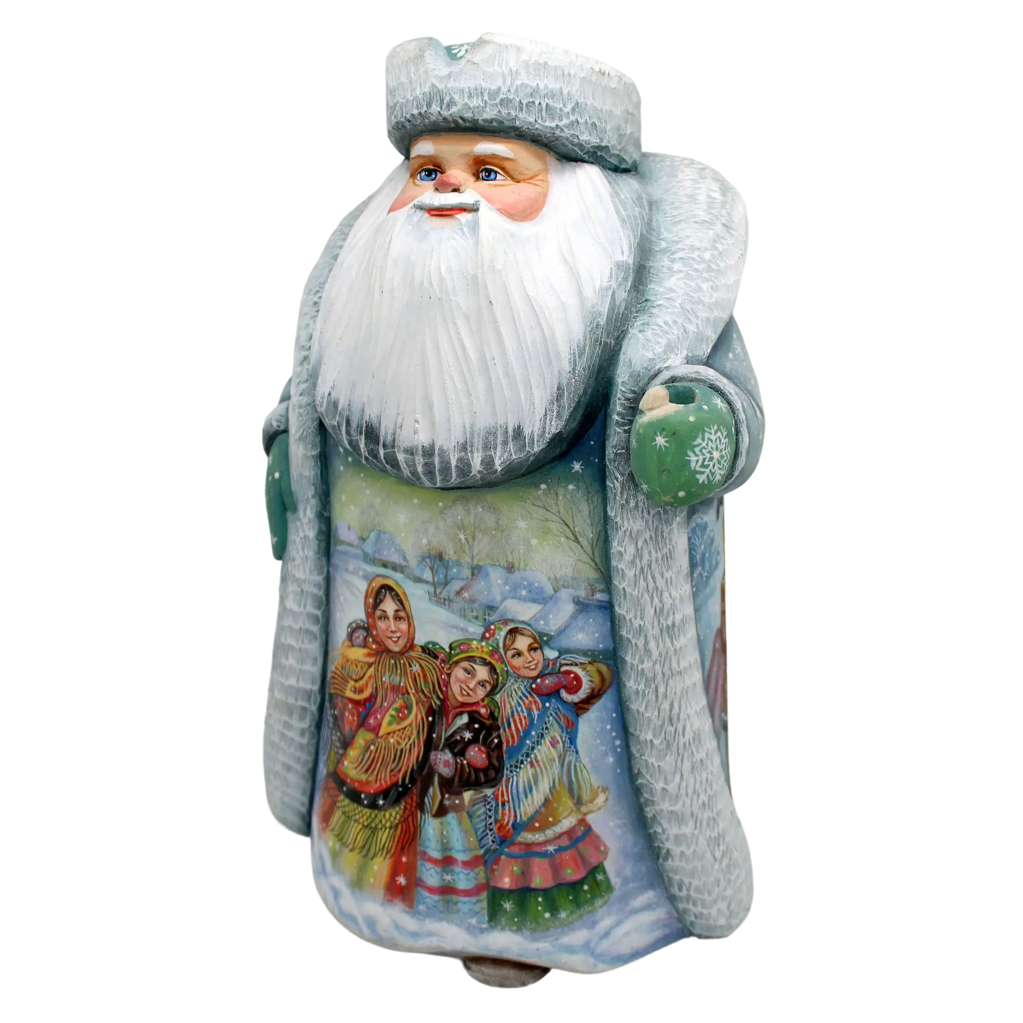 One-of-a-Kind Winter Play Santa Hand-Painted WOODCARVED Handpainted Figurine 12.5" by G.DeBrekht